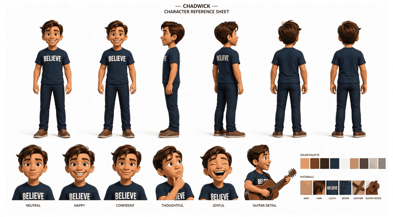 Chadwick character reference sheet
