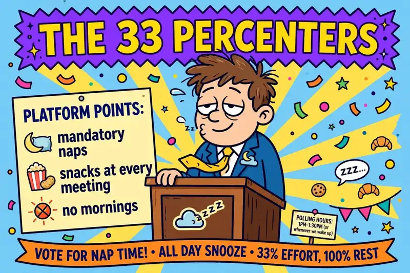 The 33 Percenters rally poster with their sleepy candidate