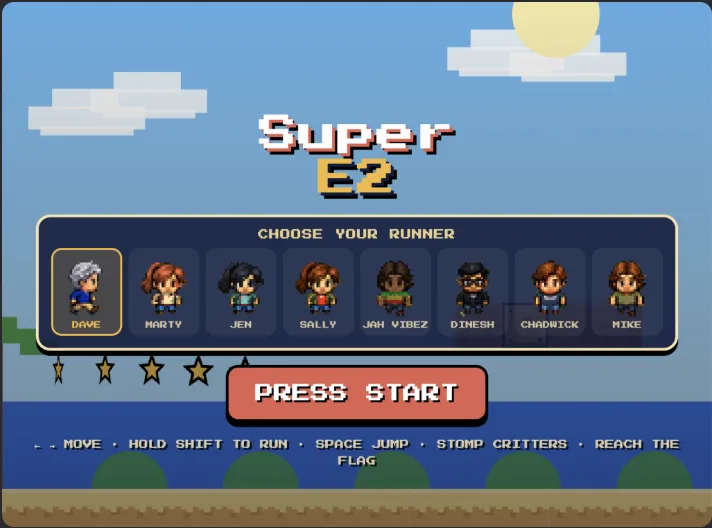 Super E2 title screen