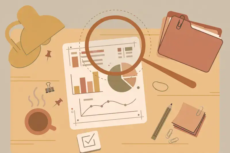 A magnifying glass examining a credit report document