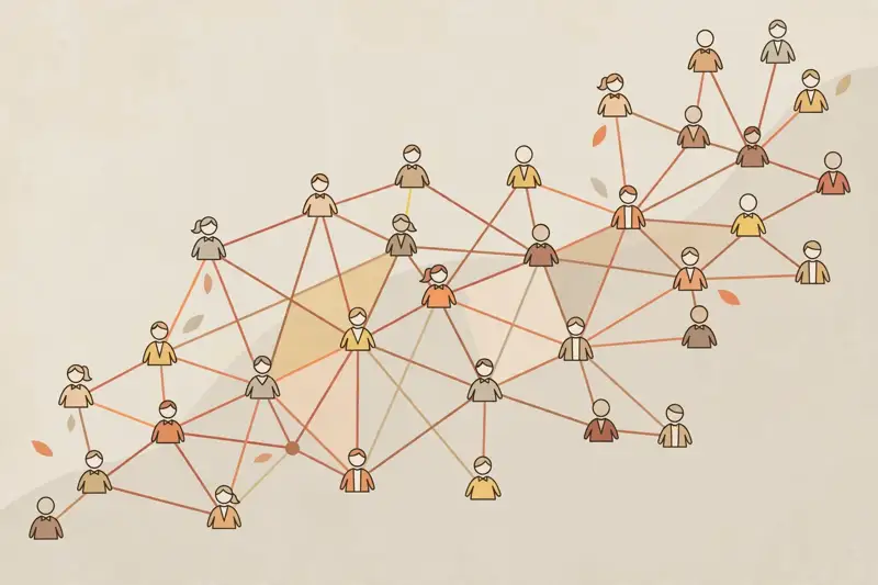 A web of connected people, a growing professional network